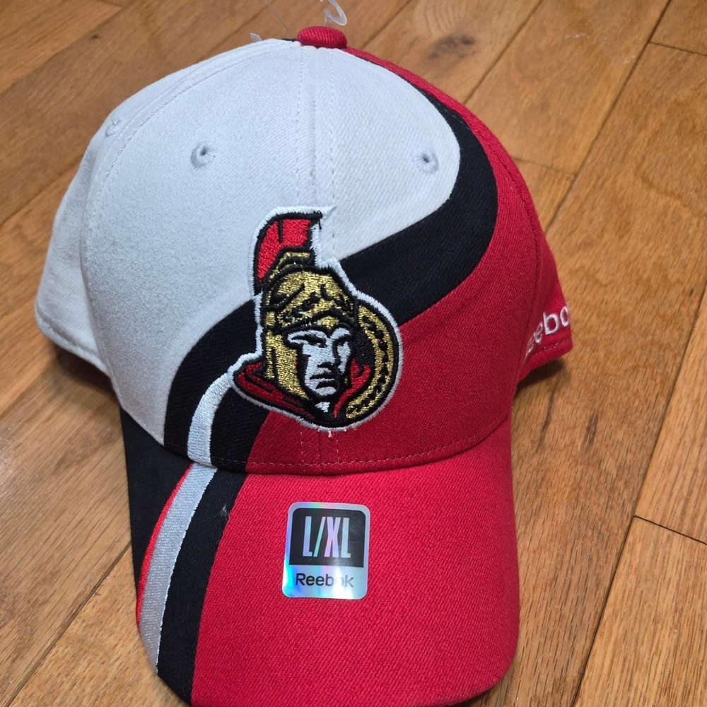 Reebok Ottawa Senators NHL Hockey Hat Red White Black L/XL Stretch Fit Cap